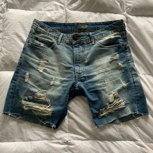 Zara distressed jean shorts